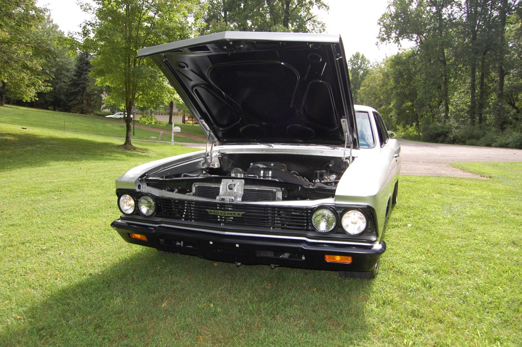 1966 Silver /Black Chevrolet Chevelle SS (136176K1702) with an Supercharged V8 engine, Automatic transmission, located at 6528 Lower York Road, New Hope, PA, 18938, (215) 862-9555, 40.358707, -74.977882 - Fesler USA built 1966 Chevrolet Chevelle SS..., complete tear down with all new sheet metal Super Sport cowl hood, 19" Forgeline SP3P, Michelin Pilot tires, 6 piston Baer brakes, LS-3 crate engine with GM performance heads, 4L80E transmission, Magnusson supercharger system and pulley set up, 3 inc - Photo #27