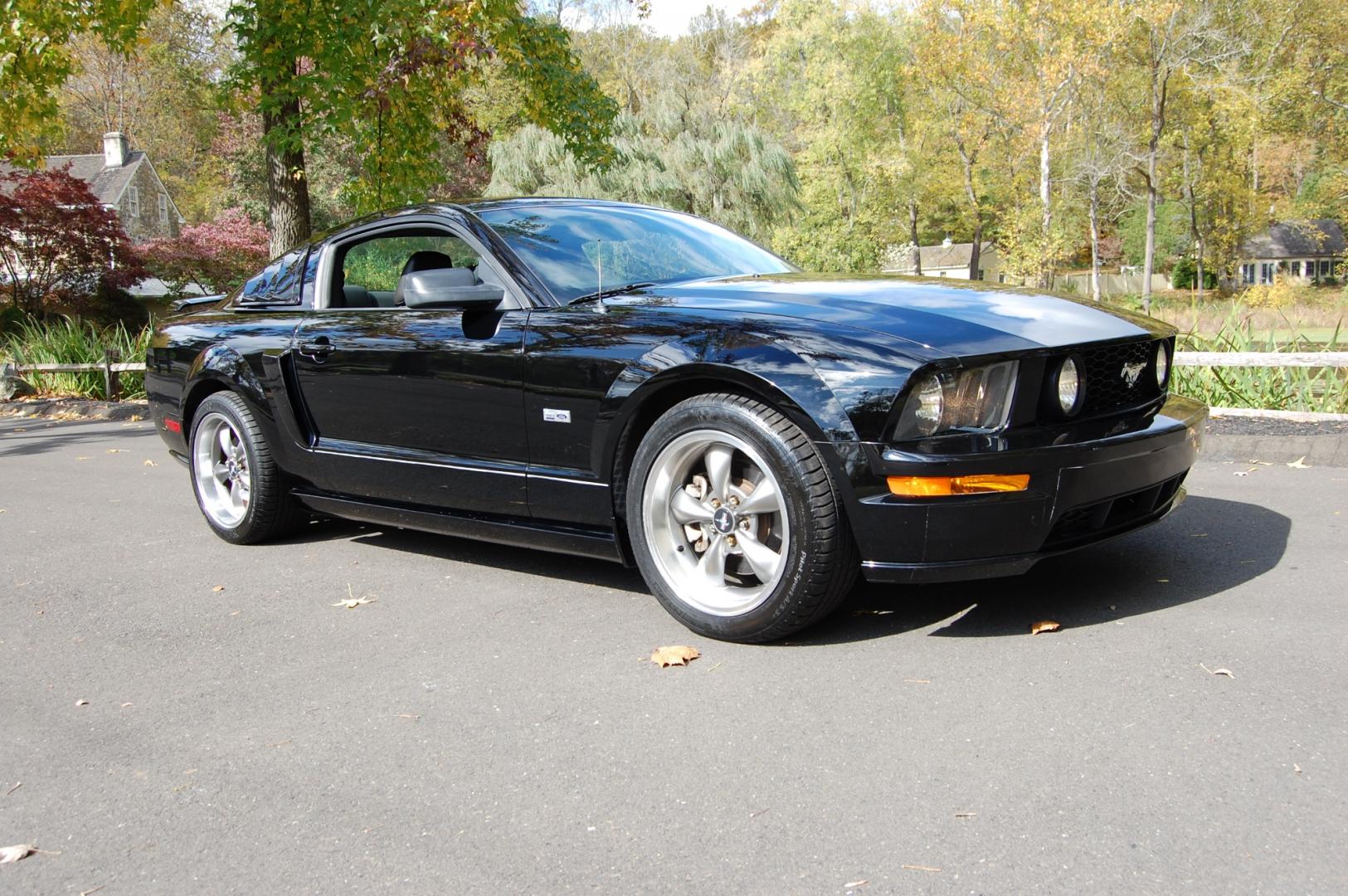 2005 Black /Black leather Ford Mustang GT Premium Coupe (1ZVHT82H455) with an 4.6L V8 SOHC 24V engine, 5 Speed Manual transmission, located at 6528 Lower York Road, New Hope, PA, 18938, (215) 862-9555, 40.358707, -74.977882 - Photo#4