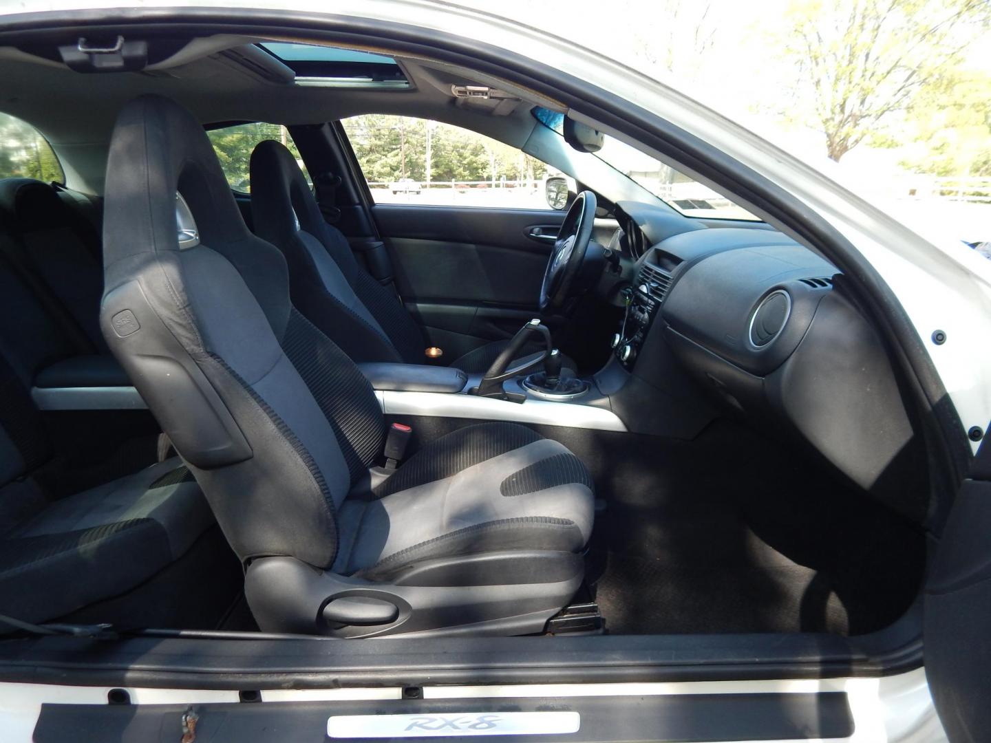 2005 White /Black Cloth Mazda RX-8 6-Speed (JM1FE173650) with an 1.3L L2 ROTARY engine, Manual transmission, located at 6528 Lower York Road, New Hope, PA, 18938, (215) 862-9555, 40.358707, -74.977882 - Here we have a Mazda RX-8 with a 1.3L Rotary engine putting power to the rear wheels via a smooth shifting 6 speed manual transmission. Options include: black cloth, AM/FM/CD/TAPE radio, tilt steering wheel, cruise control, power windows/locks/mirrors, sunroof, dual aftermarket exhaust, aftermarket - Photo#18