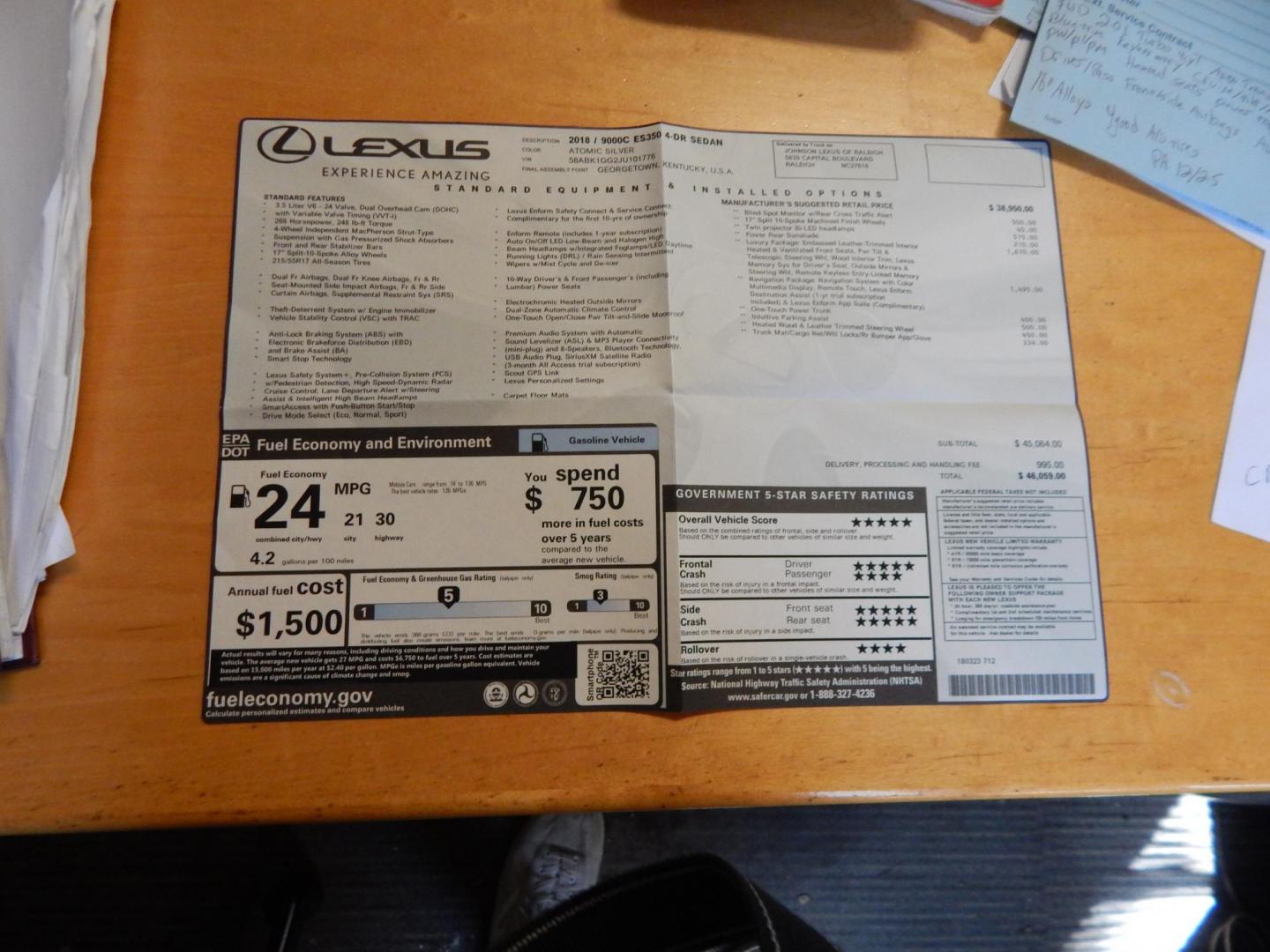 2018 Silver /black Lexus ES 350 Sedan (58ABK1GG2JU) with an 3.5L V6 DOHC 24V engine, 6A transmission, located at 6528 Lower York Road, New Hope, PA, 18938, (215) 862-9555, 40.358707, -74.977882 - Here we have a beautiful, 2 owner, Lexus ES350 with a 3.5L V6 putting power to the front wheels via a smooth shifting automatic transmission. Options include: black leather with wood trim, power front seats, memory drivers seat, power windows/locks/mirrors, cooled and heated front seats, dual climat - Photo#0