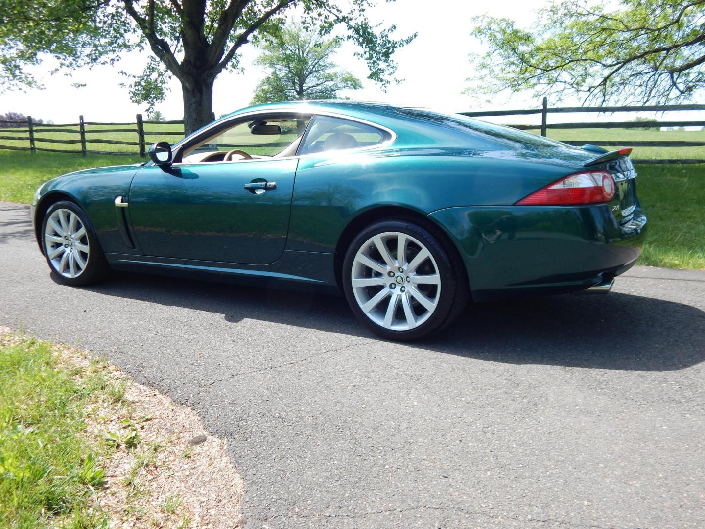 2008 Green /Tan Jaguar XK-Series XK Coupe (SAJWA43B285) with an 4.2L V8 DOHC 32V engine, 6-Speed Automatic Overdrive transmission, located at 6528 Lower York Road, New Hope, PA, 18938, (215) 862-9555, 40.358707, -74.977882 - Here we have a 2008 Jaguar XK with a 4.2L V8 putting power to the rear wheels via a smooth shifting automatic transmission. Options include: tan leather with wood trim, front power seats with memory, push button start, dual climate controls, heated front seats, navigation, AM/FM/CD/SAT radio with Al - Photo#2