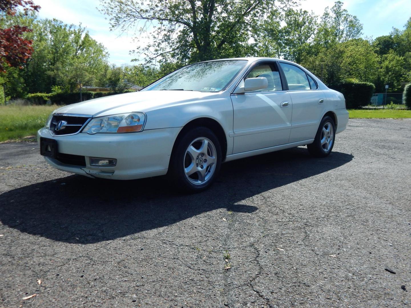 2003 White /Tan Acura TL 3.2TL (19UUA56633A) with an 3.2L V6 SOHC 24V engine, 5-Speed Automatic Overdrive transmission, located at 6528 Lower York Road, New Hope, PA, 18938, (215) 862-9555, 40.358707, -74.977882 - Here we have a Acura TL with a 3.2L V6 putting power to the front wheels via a smooth shifting automatic transmission. Options include: tan leather with wood trim, dual power seats, drivers memory seats, heated front seats, AC and heat, AM/FM/CD/TAPE radio, cruise control, sunroof, tilt steering whe - Photo#0