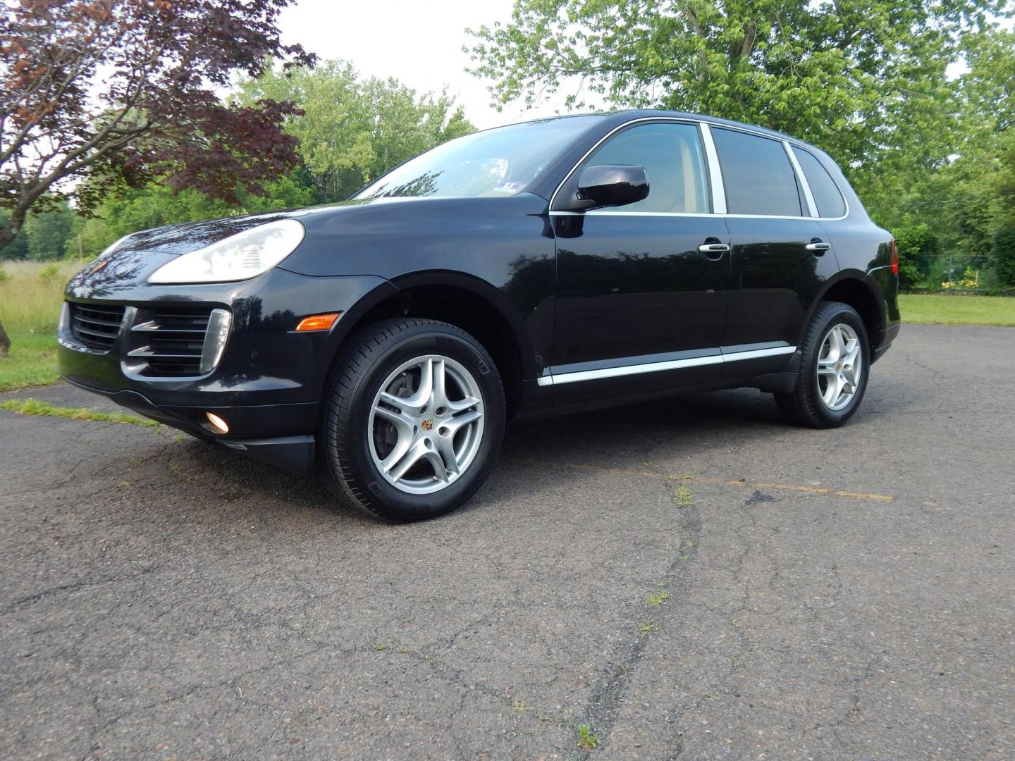 2009 Black Porsche Cayenne Base (WP1AA29P99L) with an 3.6L V6 DOHC 24V engine, located at 6528 Lower York Road, New Hope, PA, 18938, (215) 862-9555, 40.358707, -74.977882 - Very clean, well serviced 2009 Porsche Cayenne..AWD, 3.6 Liter 6 cylinder engine runs great, automatic transmission, keyless entry, 2 keys, tilt wheel, cruise control, power windows, seats, central locking system, power glass sunroof, rear spoiler, rear wiper, tinted glass, heated seats, tan leather - Photo#0