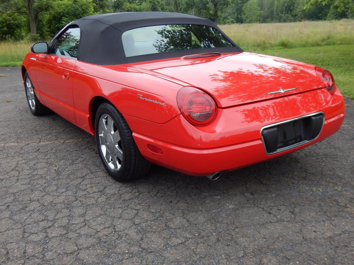 2002 Red /Red Ford Thunderbird Deluxe (1FAHP60A62Y) with an 3.9L V8 DOHC 32V engine, 5-Speed Automatic Overdrive transmission, located at 6528 Lower York Road, New Hope, PA, 18938, (215) 862-9555, 40.358707, -74.977882 - Here we have a beautifully kept, 14,XXX original miles, one owner Ford Thunderbird Deluxe with a 3.9L V8 putting power to the rear wheels via a smooth shifting automatic transmission. This vehicle has a clean Carfax reporting no accidents and one owner! Garage kept its whole life. All servicing done - Photo#3