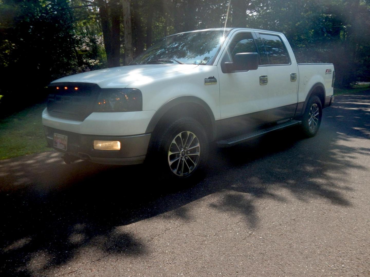 2004 White /Grey Leather Ford F-150 FX4 SuperCrew 4WD (1FTPW14504F) with an 5.4L V6 SOHC 16V engine, 4-Speed Automatic Overdrive transmission, located at 6528 Lower York Road, New Hope, PA, 18938, (215) 862-9555, 40.358707, -74.977882 - 2004 Ford F-150 4 door Lariat, 5.4 Liter Triton engine, Auto Trans, FX4 Off Road package, tilt wheel, cruise control, power drivers seat, grey leather, power windows, locks and mirrors, drivers/pass front air bags, Auto dimming mirror, All season Weather Tech floor mats front/rear, trailer brake, ad - Photo#0