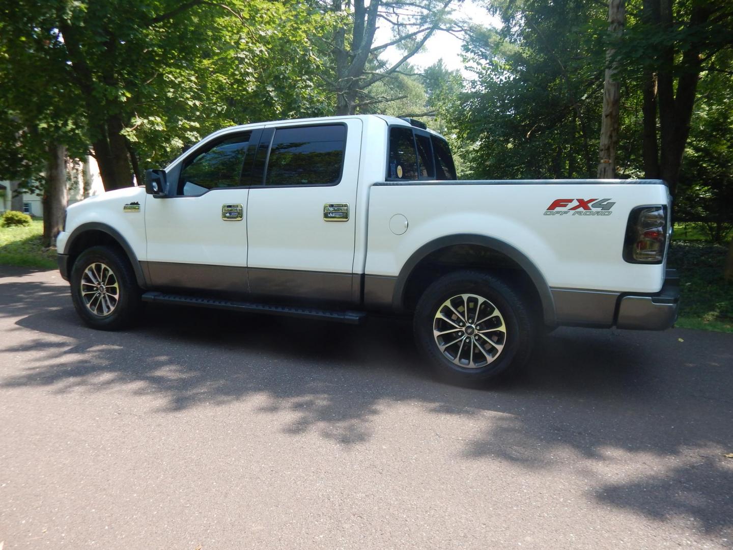 2004 White /Grey Leather Ford F-150 FX4 SuperCrew 4WD (1FTPW14504F) with an 5.4L V6 SOHC 16V engine, 4-Speed Automatic Overdrive transmission, located at 6528 Lower York Road, New Hope, PA, 18938, (215) 862-9555, 40.358707, -74.977882 - 2004 Ford F-150 4 door Lariat, 5.4 Liter Triton engine, Auto Trans, FX4 Off Road package, tilt wheel, cruise control, power drivers seat, grey leather, power windows, locks and mirrors, drivers/pass front air bags, Auto dimming mirror, All season Weather Tech floor mats front/rear, trailer brake, ad - Photo#2
