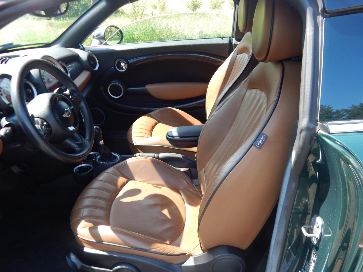 2013 Green /Tan Mini Cooper Coupe S (WMWSX3C59DT) with an 1.6L L4 DOHC 16V TURBO engine, Automatic transmission, located at 6528 Lower York Road, New Hope, PA, 18938, (215) 862-9555, 40.358707, -74.977882 - Here we have a very cool, ONE OWNER, 2013 Mini Cooper Coupe S with a 1.6L inline 4 cylinder turbo engine putting power to front wheels via an automatic transmission. Options include: light brown/tan leather interior, heated seats, heat, A/C, AM/FM/CD/BT PHONE radio, tilt steering wheel, power window - Photo#10