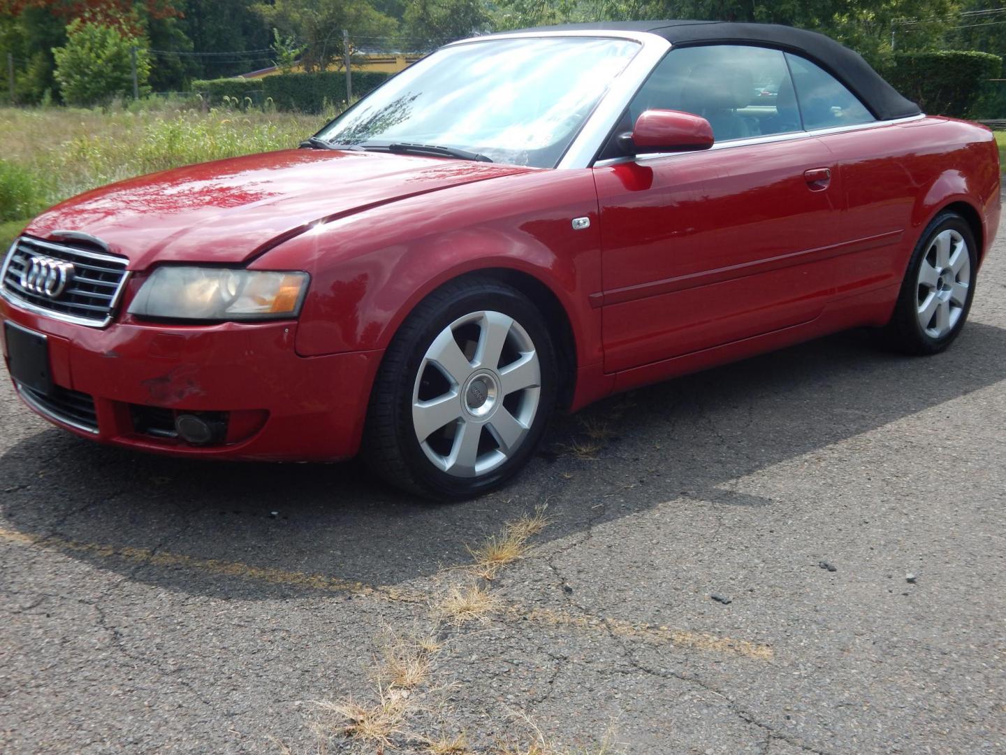 2003 Red /Tan Leather Audi A4 1.8T Cabriolet (WAUAC48H23K) with an 1.8L L4 DOHC 20V TURBO engine, 5-Speed Automatic Overdrive transmission, located at 6528 Lower York Road, New Hope, PA, 18938, (215) 862-9555, 40.358707, -74.977882 - Body man special....Good running 2003 Audi A4 1.8T Convertible, red/black power top, tan leather interior, tilt wheel, power windows, mirrors, central locking system, dual power seats, Dual climate control, 4 cylinder 1.8 Liter turbo charged engine, auto trans, rear defrost, Bose AM/FM/CD sound sy - Photo#0