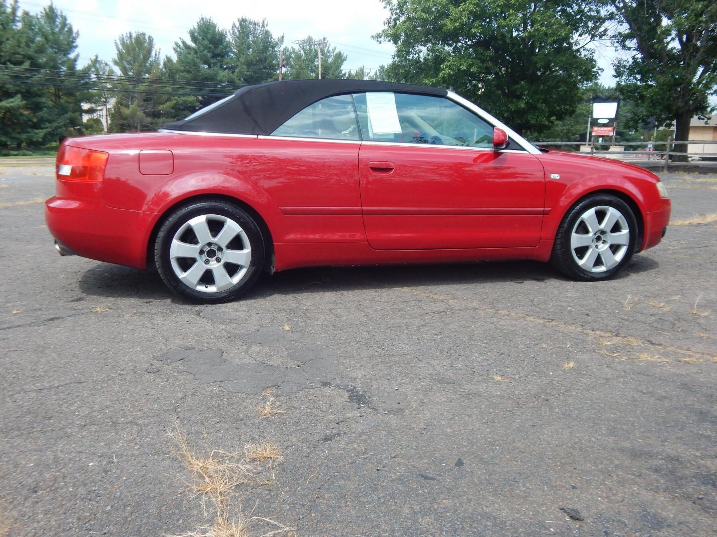 2003 Red /Tan Leather Audi A4 1.8T Cabriolet (WAUAC48H23K) with an 1.8L L4 DOHC 20V TURBO engine, 5-Speed Automatic Overdrive transmission, located at 6528 Lower York Road, New Hope, PA, 18938, (215) 862-9555, 40.358707, -74.977882 - Body man special....Good running 2003 Audi A4 1.8T Convertible, red/black power top, tan leather interior, tilt wheel, power windows, mirrors, central locking system, dual power seats, Dual climate control, 4 cylinder 1.8 Liter turbo charged engine, auto trans, rear defrost, Bose AM/FM/CD sound sy - Photo#4