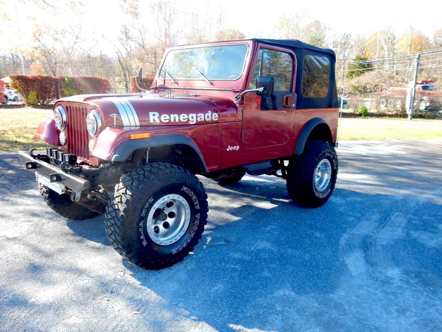 1984 Burgundy /Black Jeep CJ7 Renegade (1JCCM87A7ET) with an 4.2L L6 OHV engine, 4-Speed manual transmission, located at 6528 Lower York Road, New Hope, PA, 18938, (215) 862-9555, 40.358707, -74.977882 - Photo#0