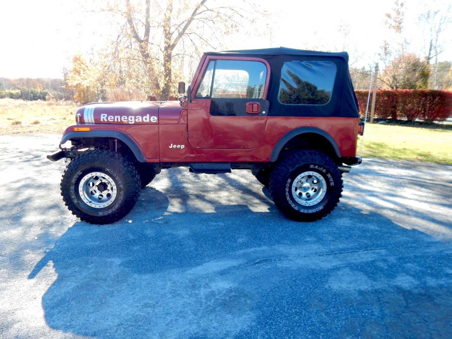 1984 Burgundy /Black Jeep CJ7 Renegade (1JCCM87A7ET) with an 4.2L L6 OHV engine, 4-Speed manual transmission, located at 6528 Lower York Road, New Hope, PA, 18938, (215) 862-9555, 40.358707, -74.977882 - Photo#1