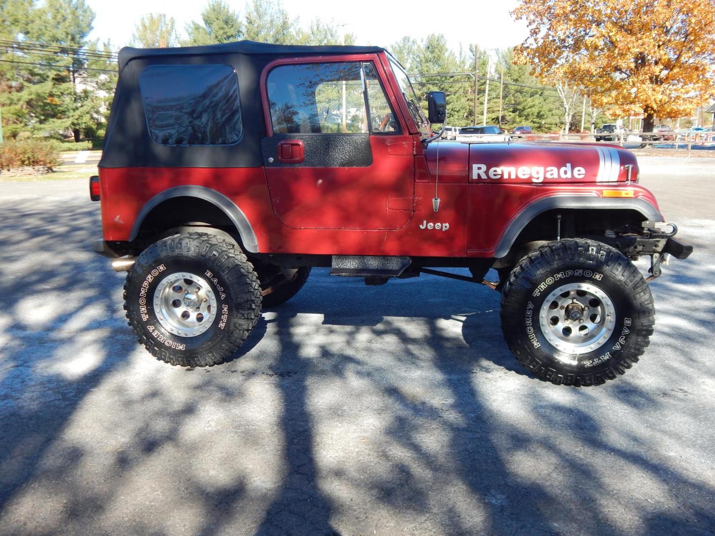 1984 Burgundy /Black Jeep CJ7 Renegade (1JCCM87A7ET) with an 4.2L L6 OHV engine, 4-Speed manual transmission, located at 6528 Lower York Road, New Hope, PA, 18938, (215) 862-9555, 40.358707, -74.977882 - Photo#4