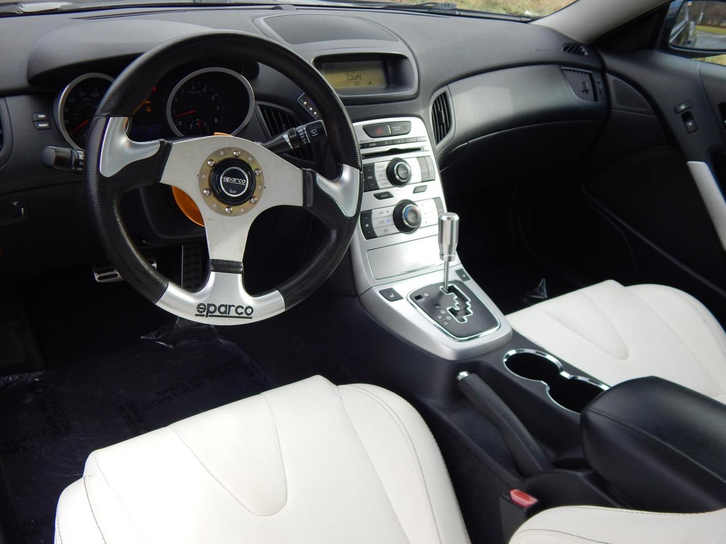 2010 Black /Black Hyundai Genesis Coupe 3.8 Track (KMHHU6KH7AU) with an 3.8L V6 DOHC 24V engine, 6-Speed Automatic transmission, located at 6528 Lower York Road, New Hope, PA, 18938, (215) 862-9555, 40.358707, -74.977882 - Here we have a Hyundai Genesis Coupe Track edition with a 3.8L V6 putting power to the rear wheels via a six speed automatic transmission. Options include: black leather interior but with aftermarket race style bucket seats in the front in white leather, Aftermarket steering wheel "stock wheel is in - Photo#12