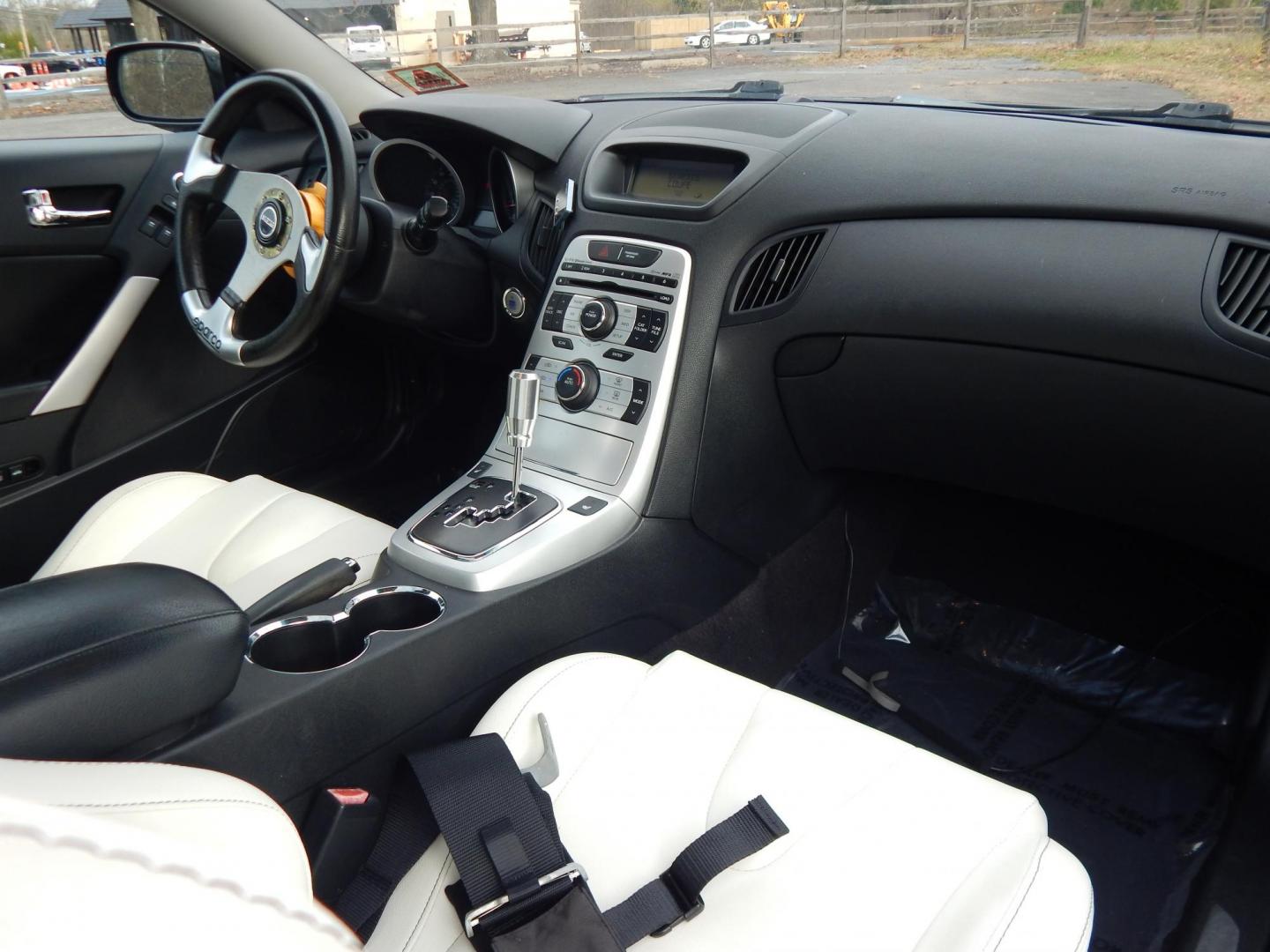 2010 Black /Black Hyundai Genesis Coupe 3.8 Track (KMHHU6KH7AU) with an 3.8L V6 DOHC 24V engine, 6-Speed Automatic transmission, located at 6528 Lower York Road, New Hope, PA, 18938, (215) 862-9555, 40.358707, -74.977882 - Here we have a Hyundai Genesis Coupe Track edition with a 3.8L V6 putting power to the rear wheels via a six speed automatic transmission. Options include: black leather interior but with aftermarket race style bucket seats in the front in white leather, Aftermarket steering wheel "stock wheel is in - Photo#25