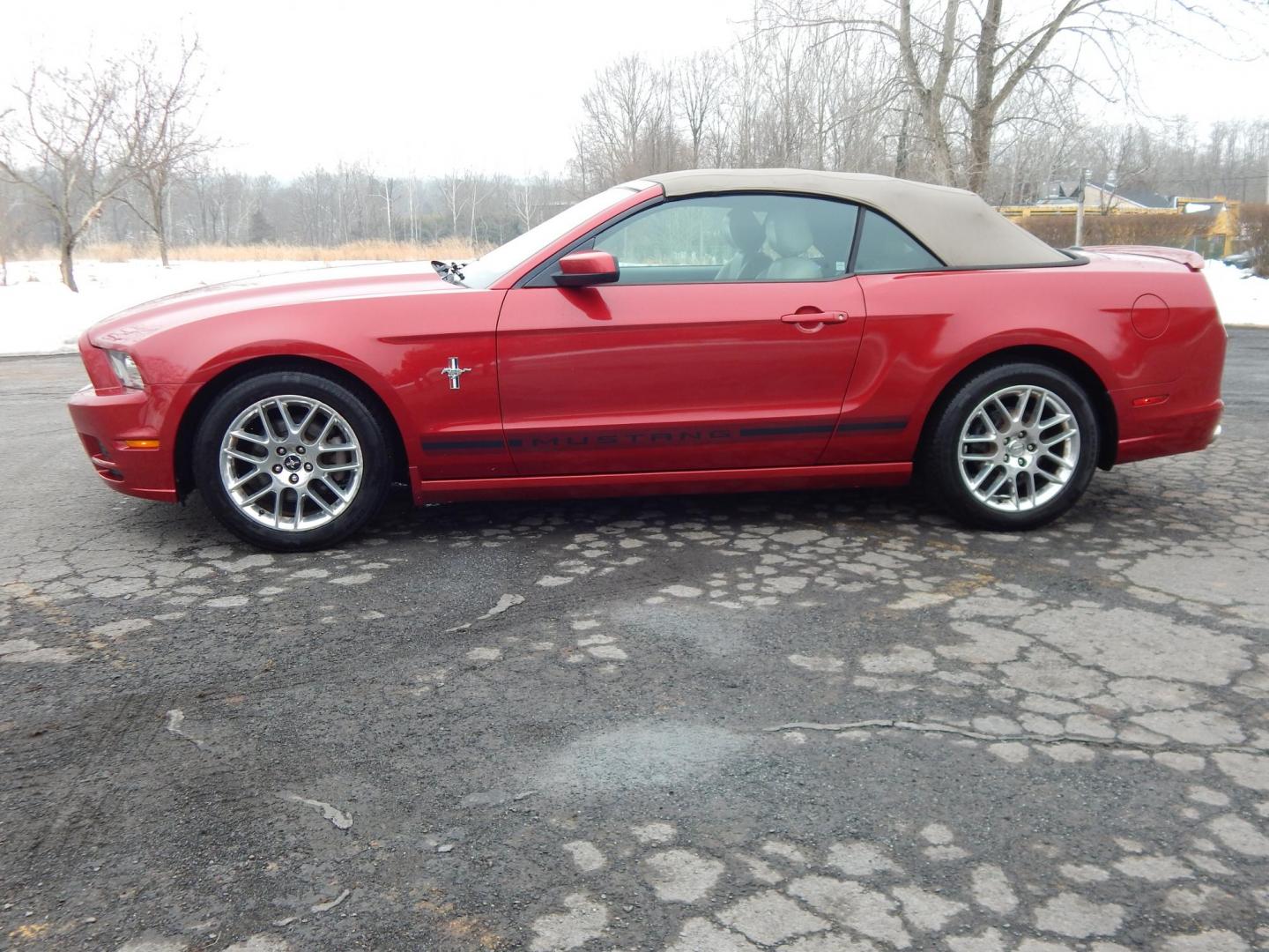 2013 Red /White Ford Mustang V6 Convertible (1ZVBP8EM8D5) with an 3.7L V6 DOHC 24V engine, Manual transmission, located at 6528 Lower York Road, New Hope, PA, 18938, (215) 862-9555, 40.358707, -74.977882 - Photo#2