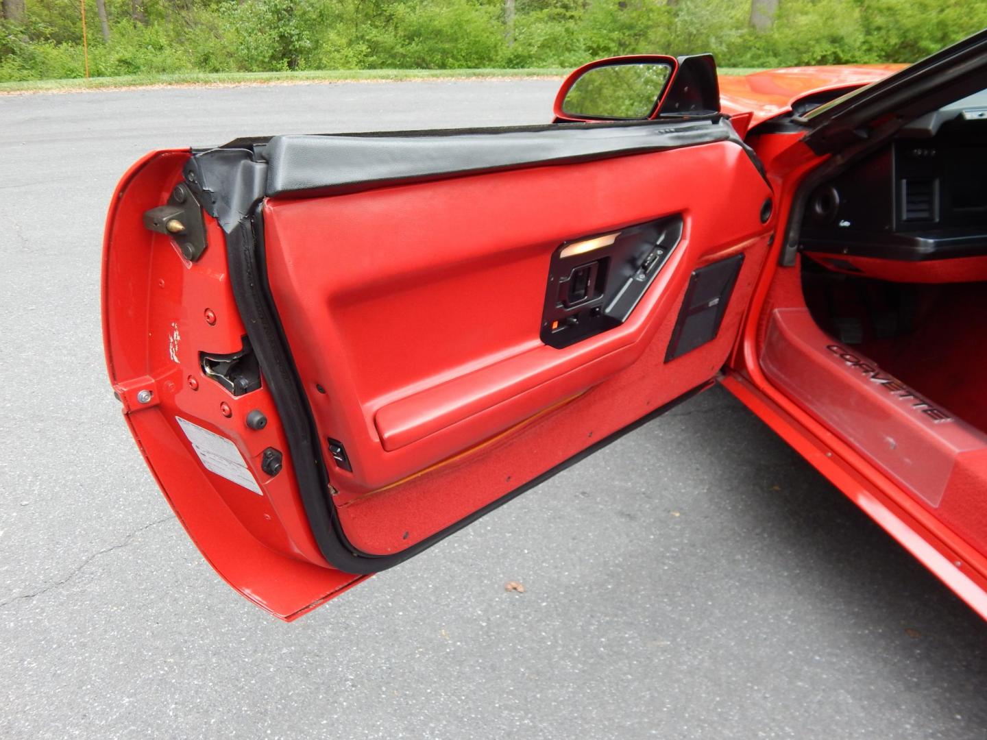 1988 Red /Red Chevrolet Corvette (1G1YY3181J5) with an 5.7L V8 engine, Manual transmission, located at 6528 Lower York Road, New Hope, PA, 18938, (215) 862-9555, 40.358707, -74.977882 - Here we have a beautifully kept, 23k original miles, Chevy Corvette Convertible with a 5.7L V8 putting power to the rear wheels via a smooth shifting 4 speed with overdrive transmission. Red paint with red leather interior and a white convertible top. Some options included are listed here. Please lo- Photo#67
