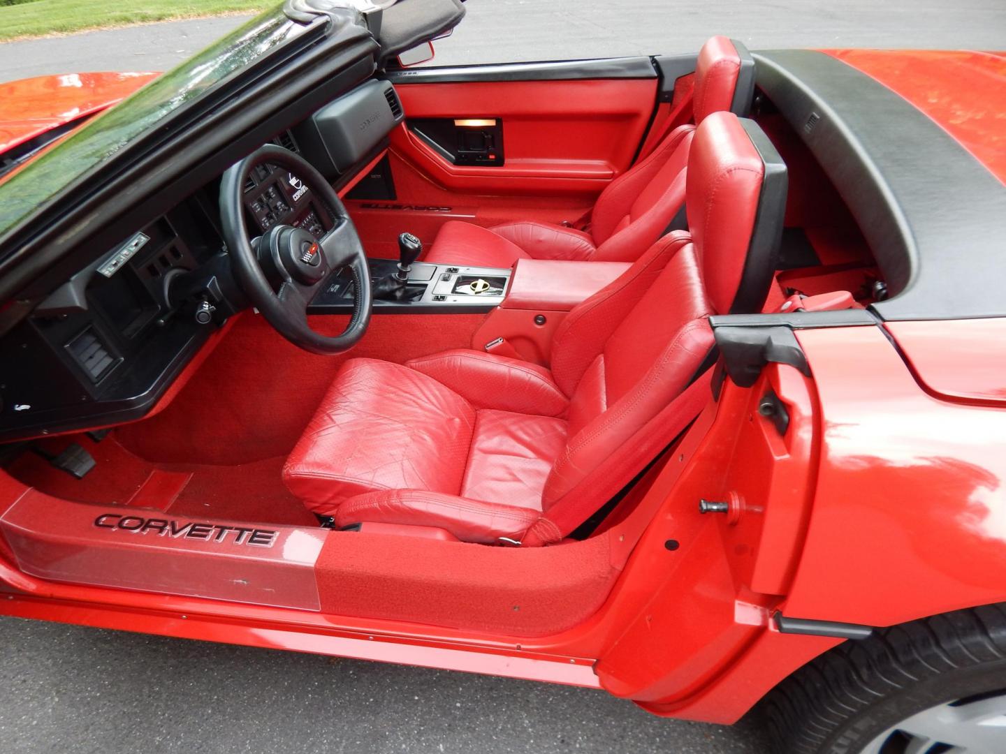 1988 Red /Red Chevrolet Corvette (1G1YY3181J5) with an 5.7L V8 engine, Manual transmission, located at 6528 Lower York Road, New Hope, PA, 18938, (215) 862-9555, 40.358707, -74.977882 - Here we have a beautifully kept, 23k original miles, Chevy Corvette Convertible with a 5.7L V8 putting power to the rear wheels via a smooth shifting 4 speed with overdrive transmission. Red paint with red leather interior and a white convertible top. Some options included are listed here. Please lo- Photo#80