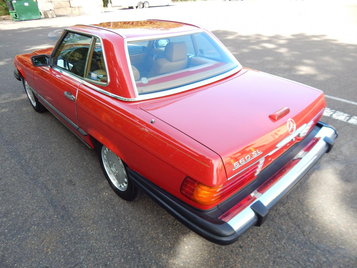 1989 Red /Tan Mercedes-Benz 560 SL convertible (WDBBA48DXKA) with an 5.6L V8 SOHC 16V engine, 4A transmission, located at 6528 Lower York Road, New Hope, PA, 18938, (215) 862-9555, 40.358707, -74.977882 - Here we have a beautiful, ONE OWNER, 1989 Mercedes 560SL. 1989 is the last year of the legendary R107 body style. Options include: 5.5L V8, RWD, automatic transmission, removable hard top, retractable soft top, ABS, power steering, power brakes, limited slip differential, AM/FM/Cassette radio, power- Photo#81