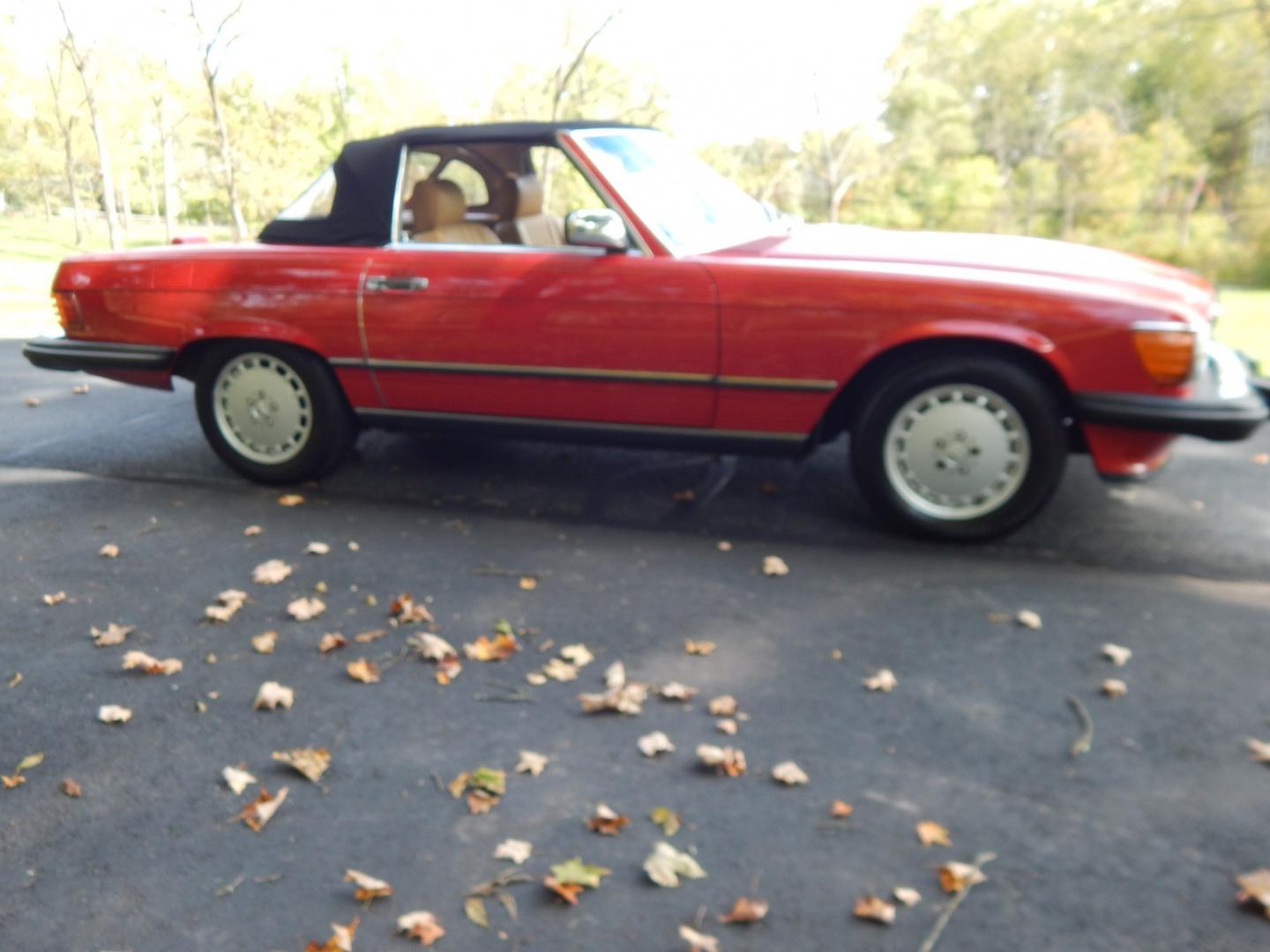 1989 Red /Tan Mercedes-Benz 560 SL convertible (WDBBA48DXKA) with an 5.6L V8 SOHC 16V engine, 4A transmission, located at 6528 Lower York Road, New Hope, PA, 18938, (215) 862-9555, 40.358707, -74.977882 - Here we have a beautiful, ONE OWNER, 1989 Mercedes 560SL. 1989 is the last year of the legendary R107 body style. Options include: 5.5L V8, RWD, automatic transmission, removable hard top, retractable soft top, ABS, power steering, power brakes, limited slip differential, AM/FM/Cassette radio, power- Photo#11