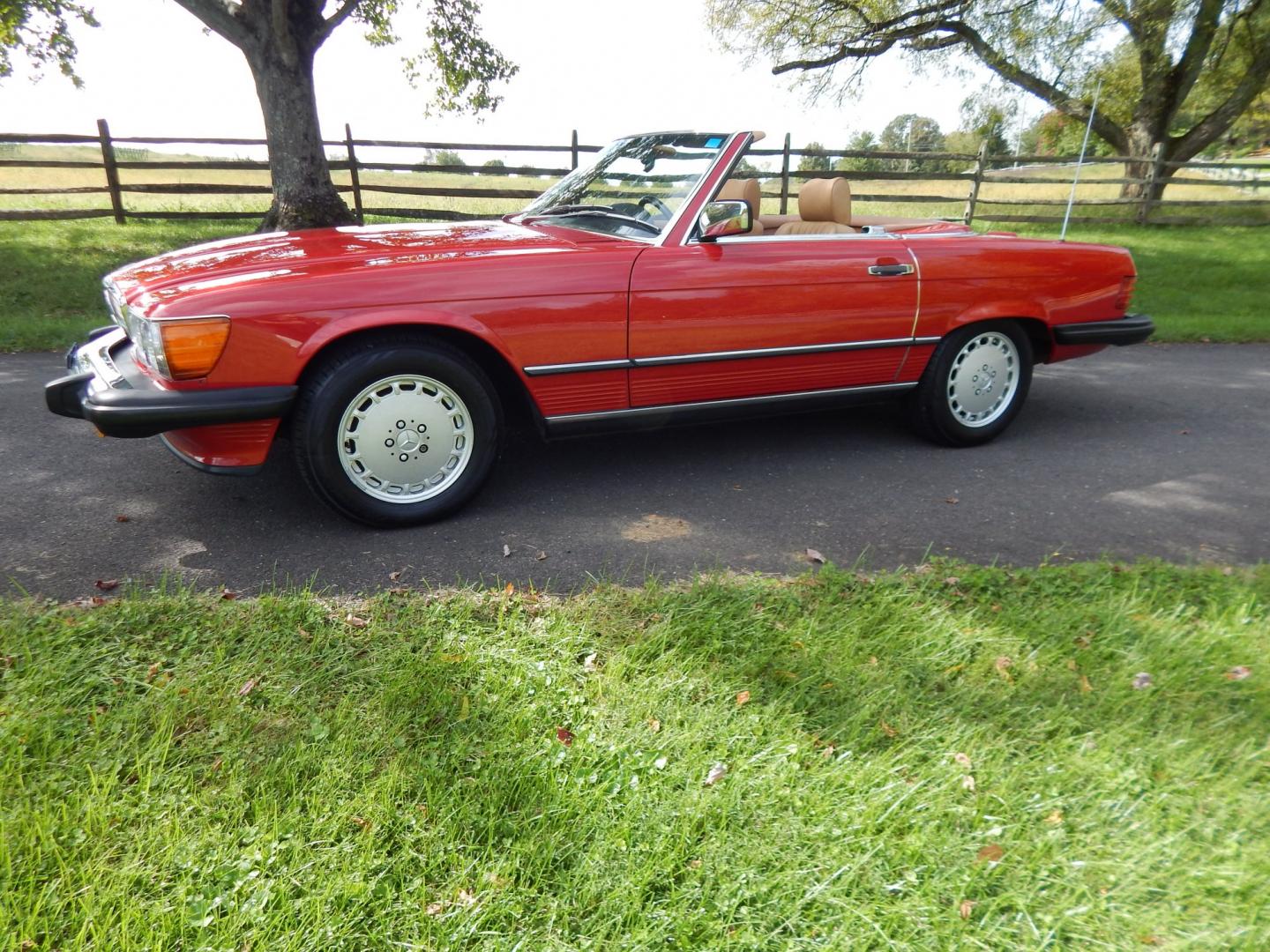 1989 Red /Tan Mercedes-Benz 560 SL convertible (WDBBA48DXKA) with an 5.6L V8 SOHC 16V engine, 4A transmission, located at 6528 Lower York Road, New Hope, PA, 18938, (215) 862-9555, 40.358707, -74.977882 - Here we have a beautiful, ONE OWNER, 1989 Mercedes 560SL. 1989 is the last year of the legendary R107 body style. Options include: 5.5L V8, RWD, automatic transmission, removable hard top, retractable soft top, ABS, power steering, power brakes, limited slip differential, AM/FM/Cassette radio, power- Photo#90