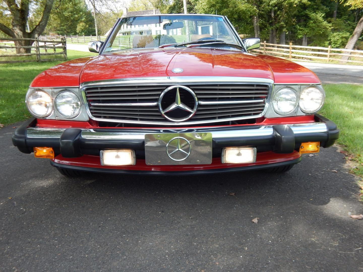 1989 Red /Tan Mercedes-Benz 560 SL convertible (WDBBA48DXKA) with an 5.6L V8 SOHC 16V engine, 4A transmission, located at 6528 Lower York Road, New Hope, PA, 18938, (215) 862-9555, 40.358707, -74.977882 - Here we have a beautiful, ONE OWNER, 1989 Mercedes 560SL. 1989 is the last year of the legendary R107 body style. Options include: 5.5L V8, RWD, automatic transmission, removable hard top, retractable soft top, ABS, power steering, power brakes, limited slip differential, AM/FM/Cassette radio, power- Photo#116